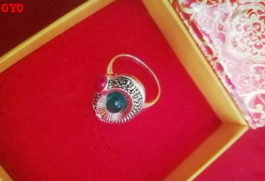 Женское серебряное кольцо с черизопразом в стиле ретро из 100% серебра натуральным