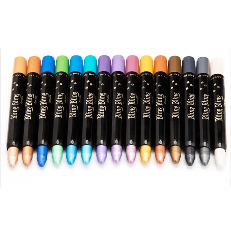 

GAM-BELLE 15 Colors Eye Shadow Pen Pearlescent Silkworm Eyeshadow Pencil Easy to Wear Natural Highlighter Pigment Makeup Tool