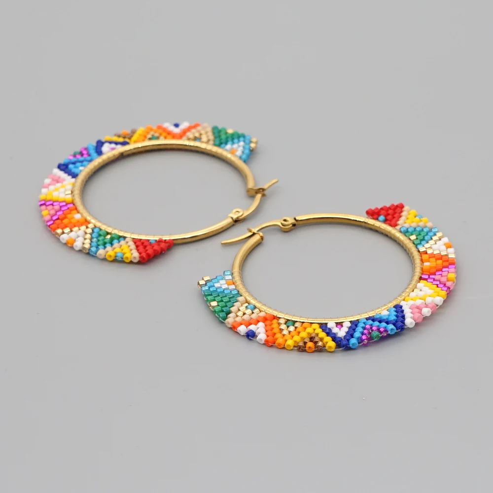 

Go2boho Hoop Earrings High Quality Jewellery Boho Miyuki Beads Earrings 2020 Pendientes Women Handmade Stainless Steel Jewelry