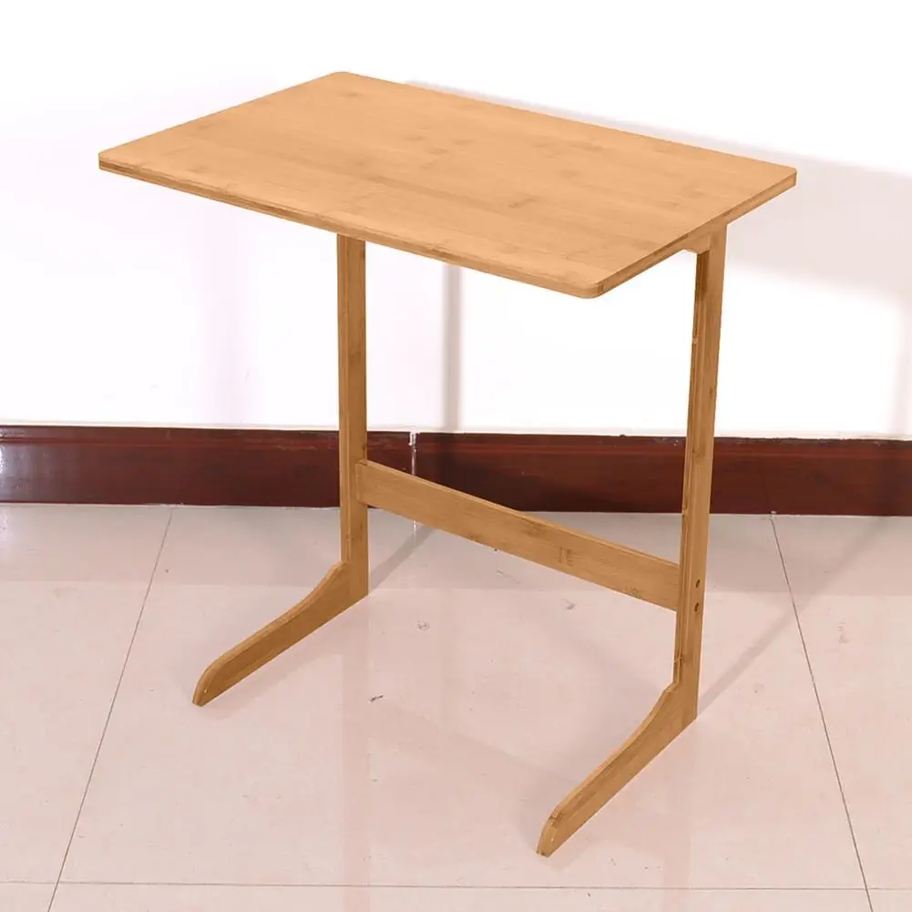 

L Shaped Bamboo Sofa Side Table Movable Coffee Tea Desk Bedroom Furniture