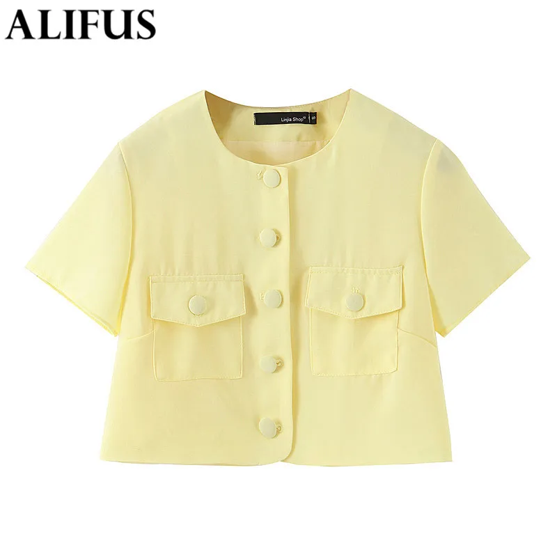 

Fashion Za Women's Shirt 2020 Autumn Casual Solid Shirts Blouses O Collar Loose Ladies Short Sleeve Blusas Tops