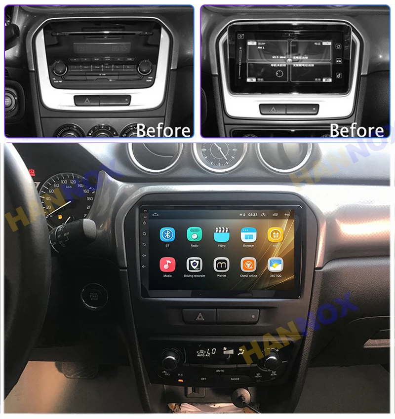 

HANNOX 9-дюймовый Android 11 автомобильный DVD мультимедийный плеер для Suzuki Vitara 2015 2016 2017 2018 2019 GPS навигация Радио BT WIFI карта