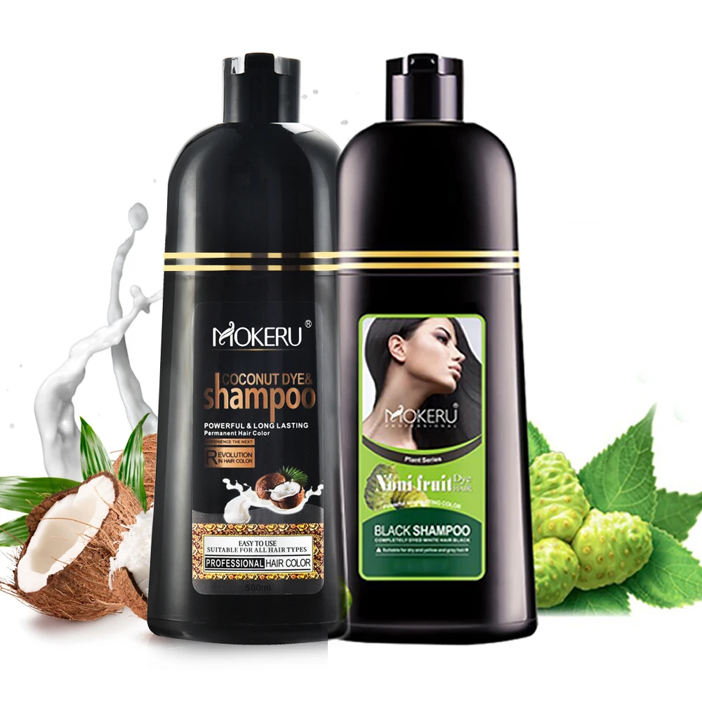 

Mokeru 500ml 2pcs/Lot Noni Plant Extract Natural Fast Black Hair Dye Shampoo for Women Smoothing Cover White Grey Hair Shampoo