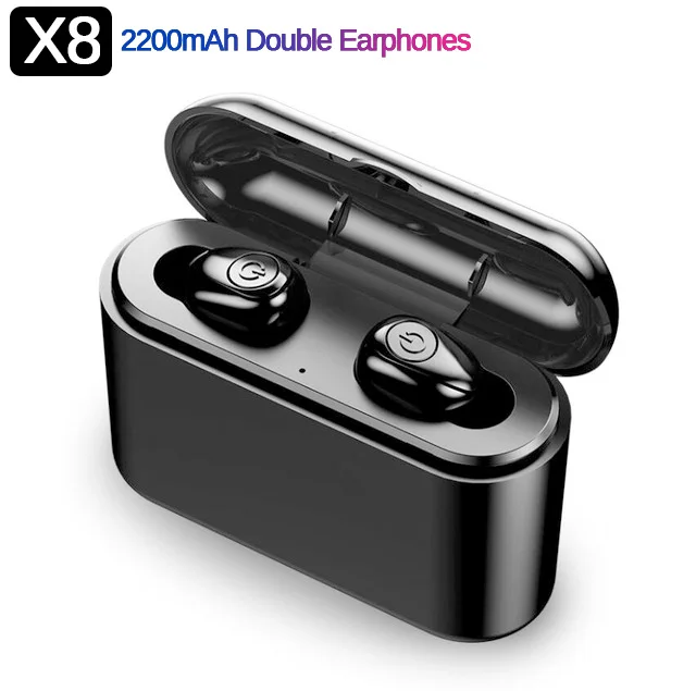 X8 Black X8 TWS Bluetooth беспроводные наушники 6D стерео настоящие наушники мини TWS водонепроницаемые наушники с аккумулятором 2200 мАч - Цвет: X8 Black