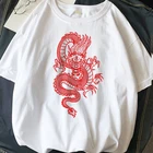 Женские футболки, топы в китайском стиле с принтом дракона, футболка в стиле Харадзюку, женская Свободная Повседневная хлопковая футболка с коротким рукавом, женская футболка