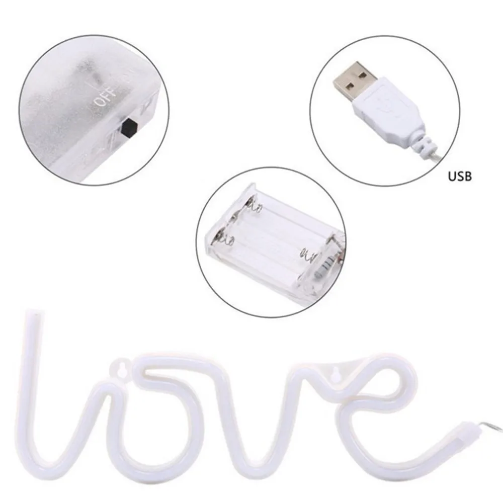 

Love Neon Lights LED letter Love Shape Confession Valentine's proposal wedding party Decoration Lights Battery USB LED light