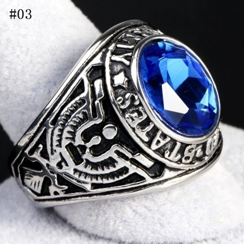 2020 Men Steampunk Stainless Steel 316 Siam United States US Army Military Punk Wide Finger Ring Band Fashion Party Jewelry Gift | Украшения
