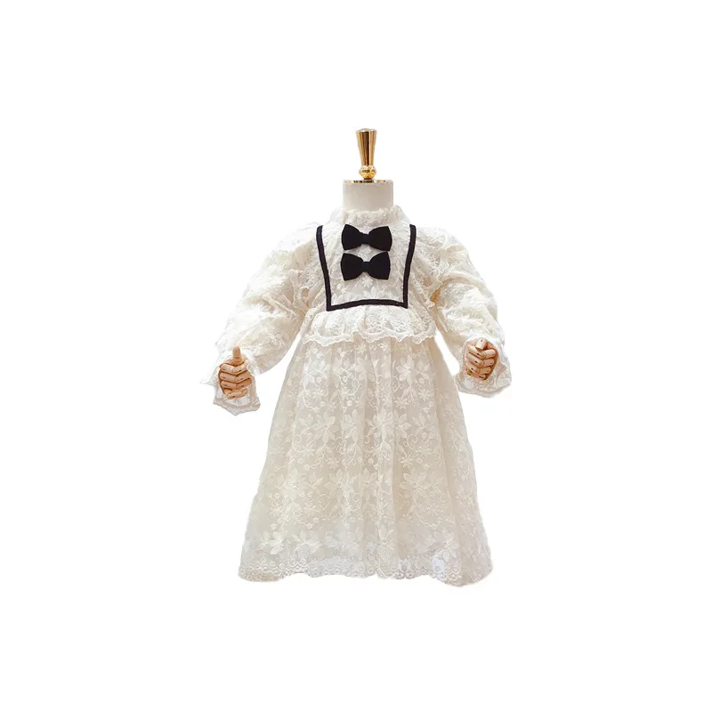 

Kids Elegant Dresses For Girls 2020 Autumn Long Sleeve Flower Embroidery Soft Cotton Children Clothing Bowknot Girl Casual Wear
