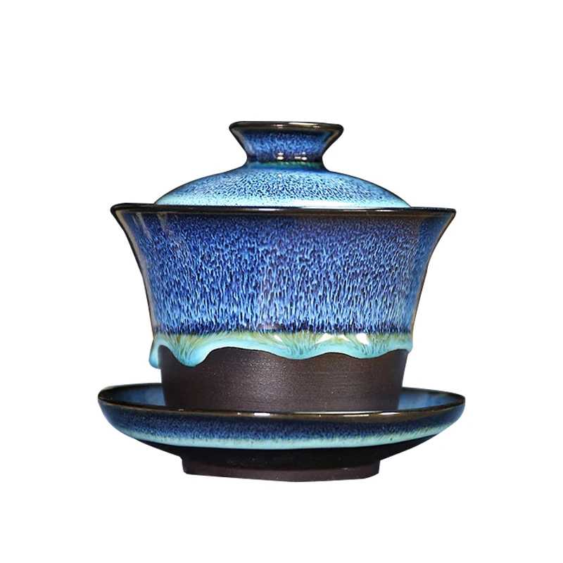 Gaiwan керамическая чашка для чая набор крышек блюдца фиолетовая глина керамика