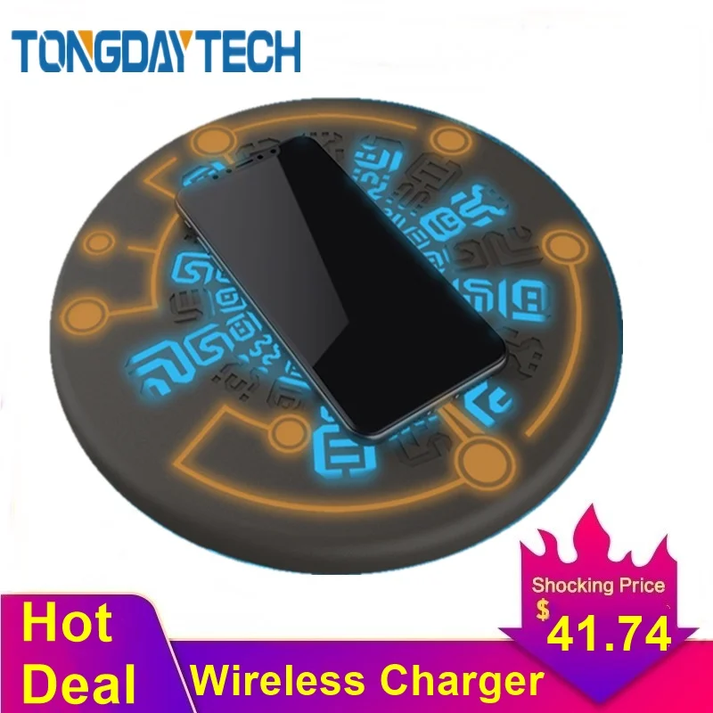 Tongdaytech 10 Вт волшебное Беспроводное зарядное устройство Qi для Iphone 8 X XR XS 11 Pro Max Cargador Inalambrico быстрая Беспроводная зарядная площадка