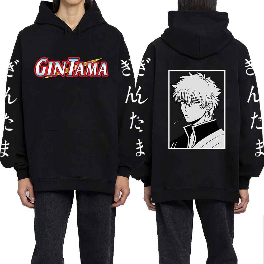 Зимняя толстовка с капюшоном и принтом логотипом аниме Gintama | Мужская одежда