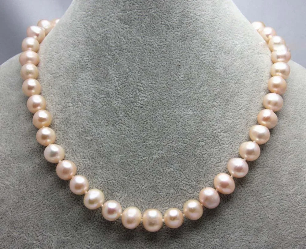 

Новое ожерелье из натурального розового жемчуга 10-11 мм, Золотая застежка, 18 дюймов