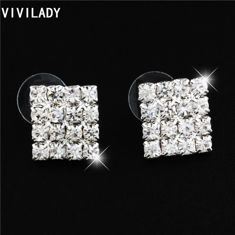 VIVILADY Fashion Crystal Statement Chokers Jewelry Sets Women Silver Color Rhinestone Layers Bijoux Accessory Lady Wedding Gift | Украшения