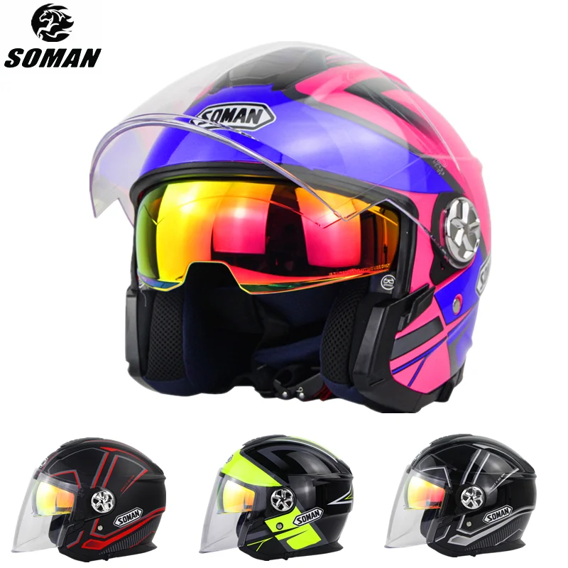 Женский мотоциклетный шлем для электрического велосипеда скутера Розовый