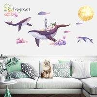 large size whale nortic wall stickers home decor living room bedroom background wall decoration self adhesive decor stickers