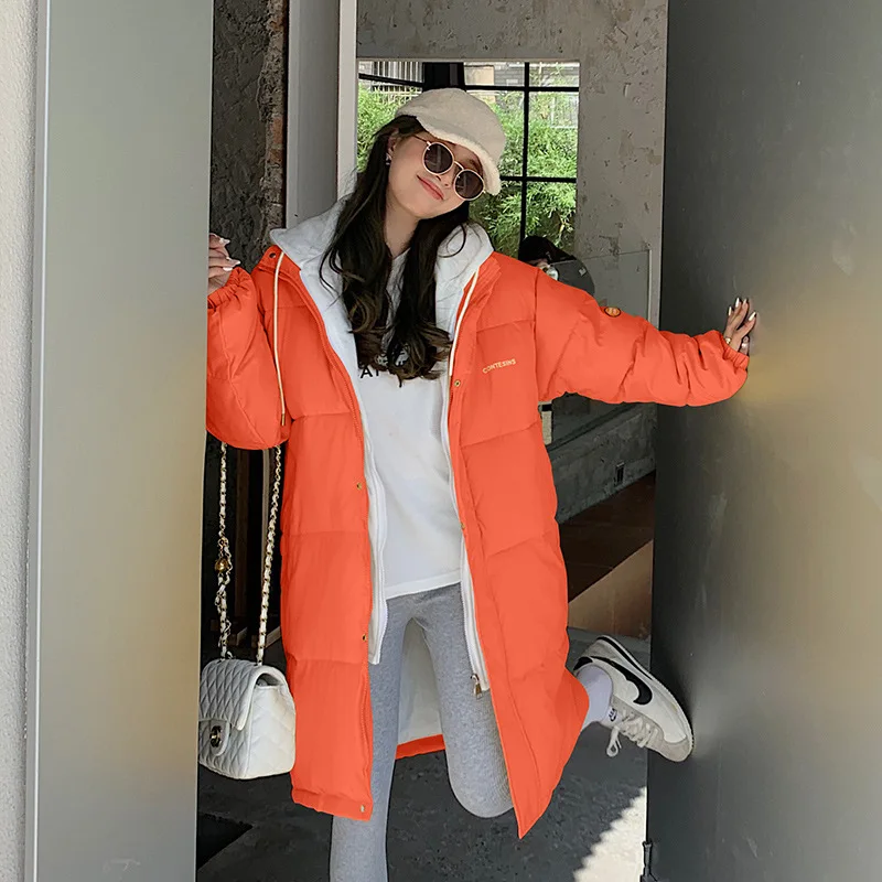 Female Jacket New Winter Jackets For Women 2022 Korean Fashion Hooded Fake Two-Piece Cotton Coat Loose Thick Casual Jacket
