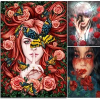 5d diy diamond painting elf girl and flower mosaic embroidery squareround cross stitch kit new home wall decoration gift