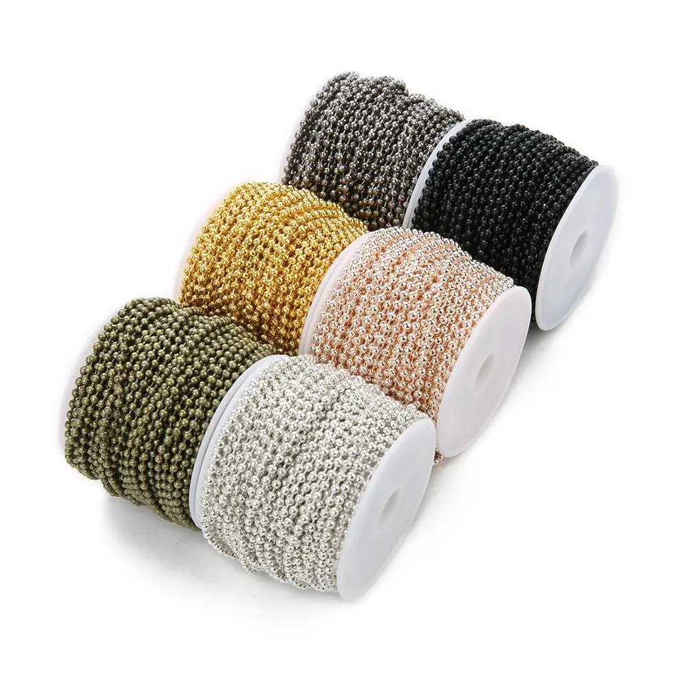 

10 метров 1,5 мм 2 мм 2,4 мм цвета: золотистый, серебристый Цвет железный металлический шарик цепь для самостоятельного изготовления ювелирных и...