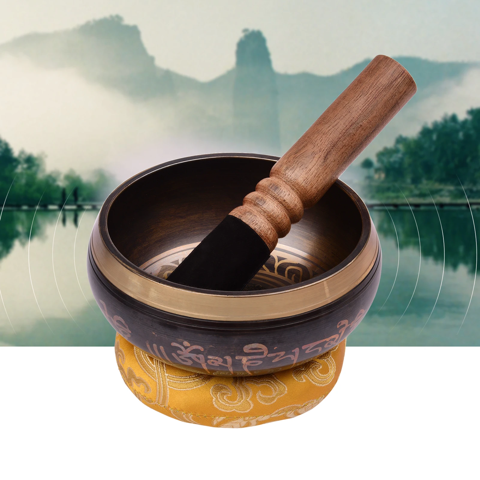 

ammoon Tibetan Singing Bowl Set with 12.5cm/5inch Handmade Metal Sound Bowl & Soft Cushion & Wooden Striker for Meditation