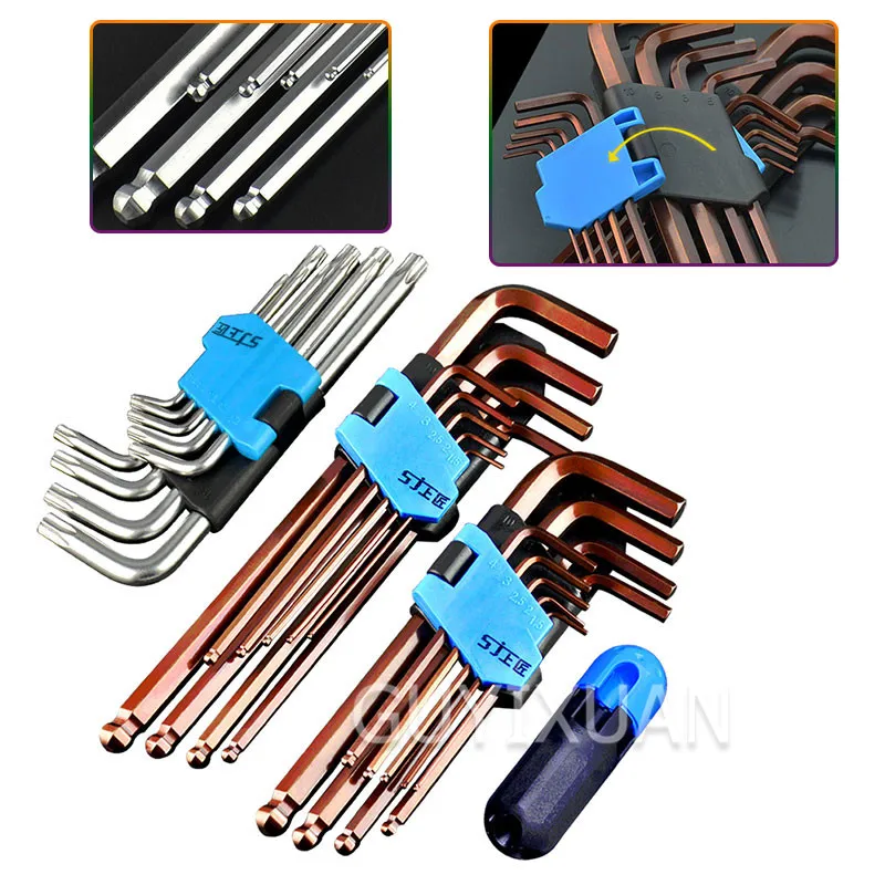 

18 pieces inner hexagon Wrench set Plum lengthened inner 6 angle wrench Ball head Allen screwdriver wrench repair tool