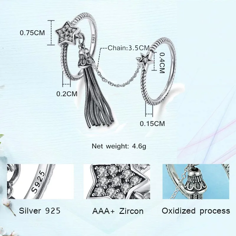 Женское кольцо из серебра 925 пробы с подвеской в виде звезды|Кольца| |