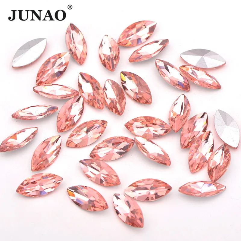 

JUNAO 7x15mm Water Red Pointback Horse Eye Rhinestone Glass Crystal Strass Fancy Stones Appliques for Jewelry Making