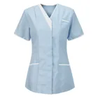 2021 униформа медсестры, женские топы, топы с коротким рукавом и U-образным вырезом, Рабочая Футболка с принтом, блузка, униформа медсестры
