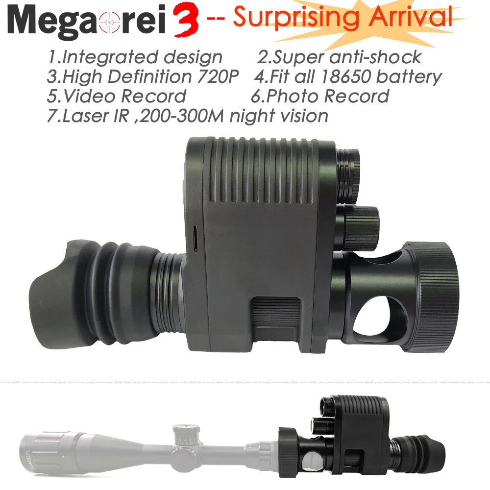 

All New Megaorei 3 Night Vision Scope Monocular Hunting Camera NV007 Digital Video Recorder with 850nm Laser IR Telescope