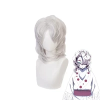 demon slayer kimetsu no yaiba ayaki rui cosplay wig spider silver synthetic facial hair anime costume wigs