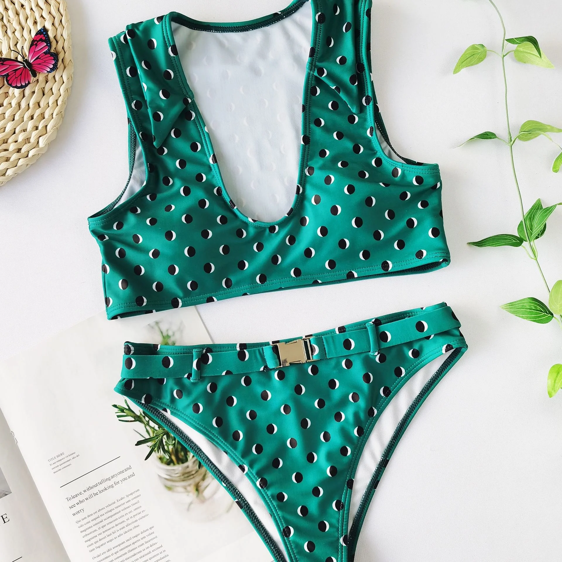 

Polka Dot Print Split Push-up Bikini Sexy Beach Ladies 2021 Swimwear Women Brazilian Bikini Bikini Set Mujer