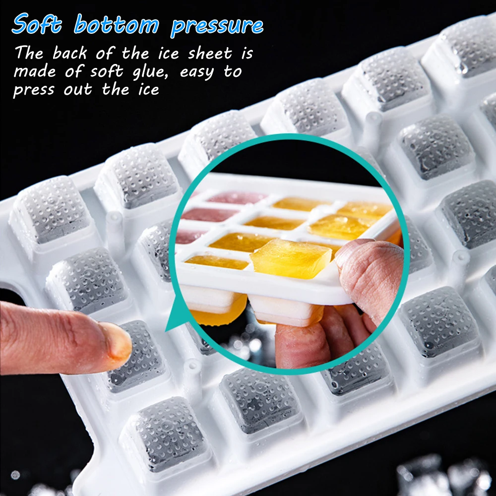 

Ice Cube Trays Silicon Bottom Ice Cube Storage Container Box With Lid BPA-Free Ice Mold Makers For Cool Drinks Bar Accessories