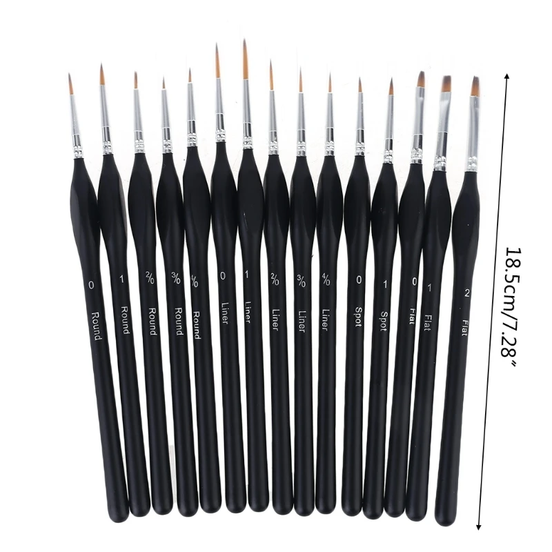 

C5AB 15pcs Miniature Paint Brush Set Professional Nylon Hair Acrylic Painting Thin Hook Line Pen Art Supplies