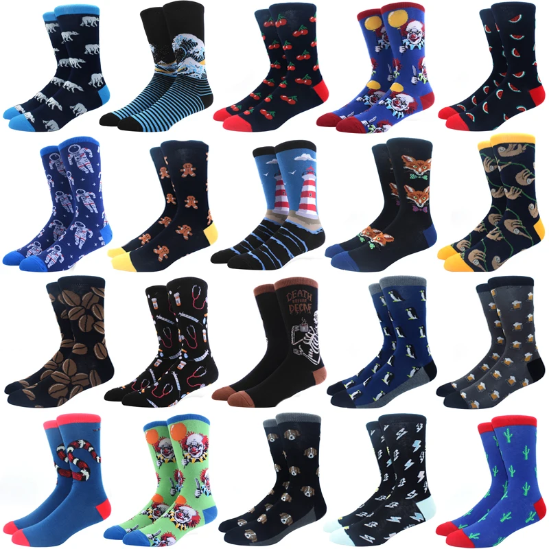 

Модные счастливые носки в стиле Харадзюку, мужские Смешные носки из чесаного хлопка, повседневные Свадебные носки, красочные новые модели, женские