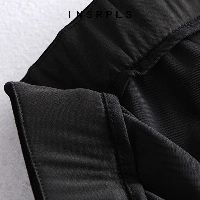 

INSRPLS Women Chic Fashion Velvet Flare Pants Vintage High Elastic Waist Side Pockets Female Trousers Mujer