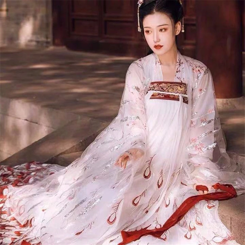 

Женская одежда для китайских народных танцев ханьфу, костюм принцессы династии Тан в стиле ретро, женское платье для выступлений, одежда дл...