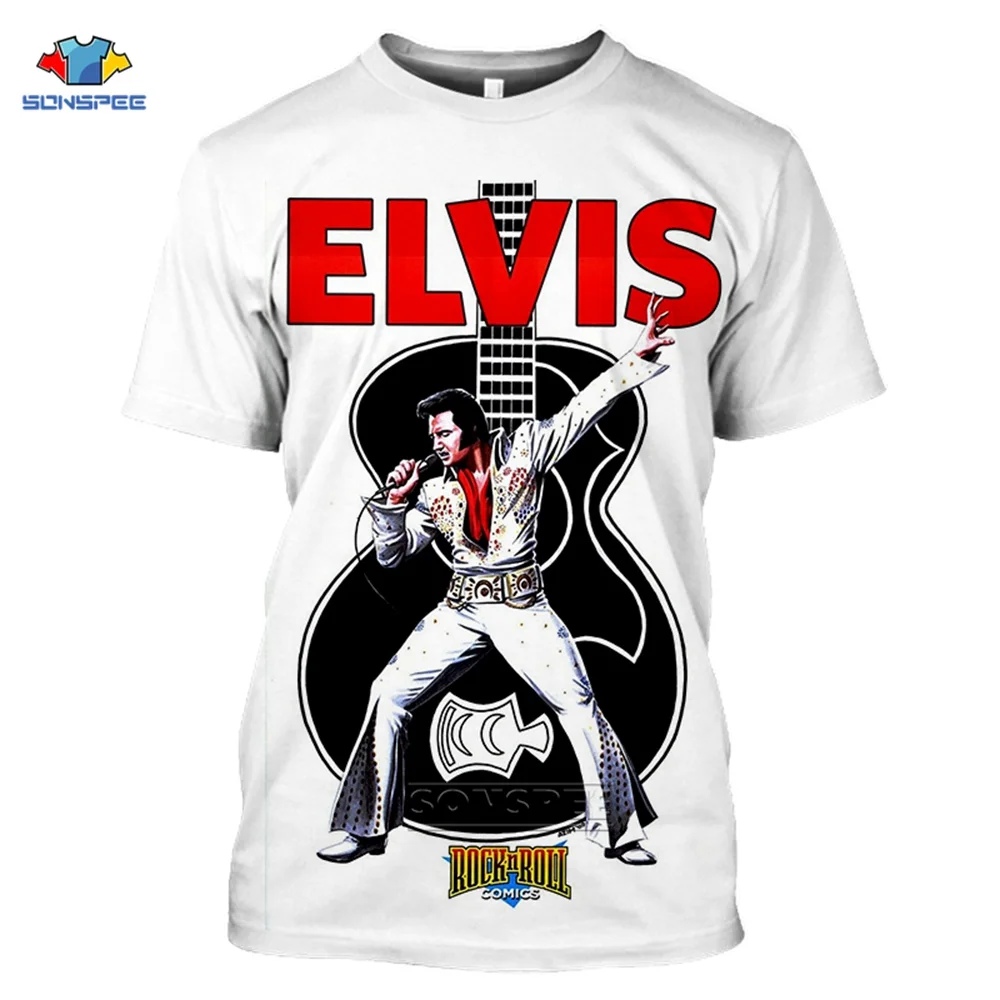 

Men Women 3D Print Short Sleeve T Shirt King of Rock Print Gym Clothing Presley Model Oversize 2021