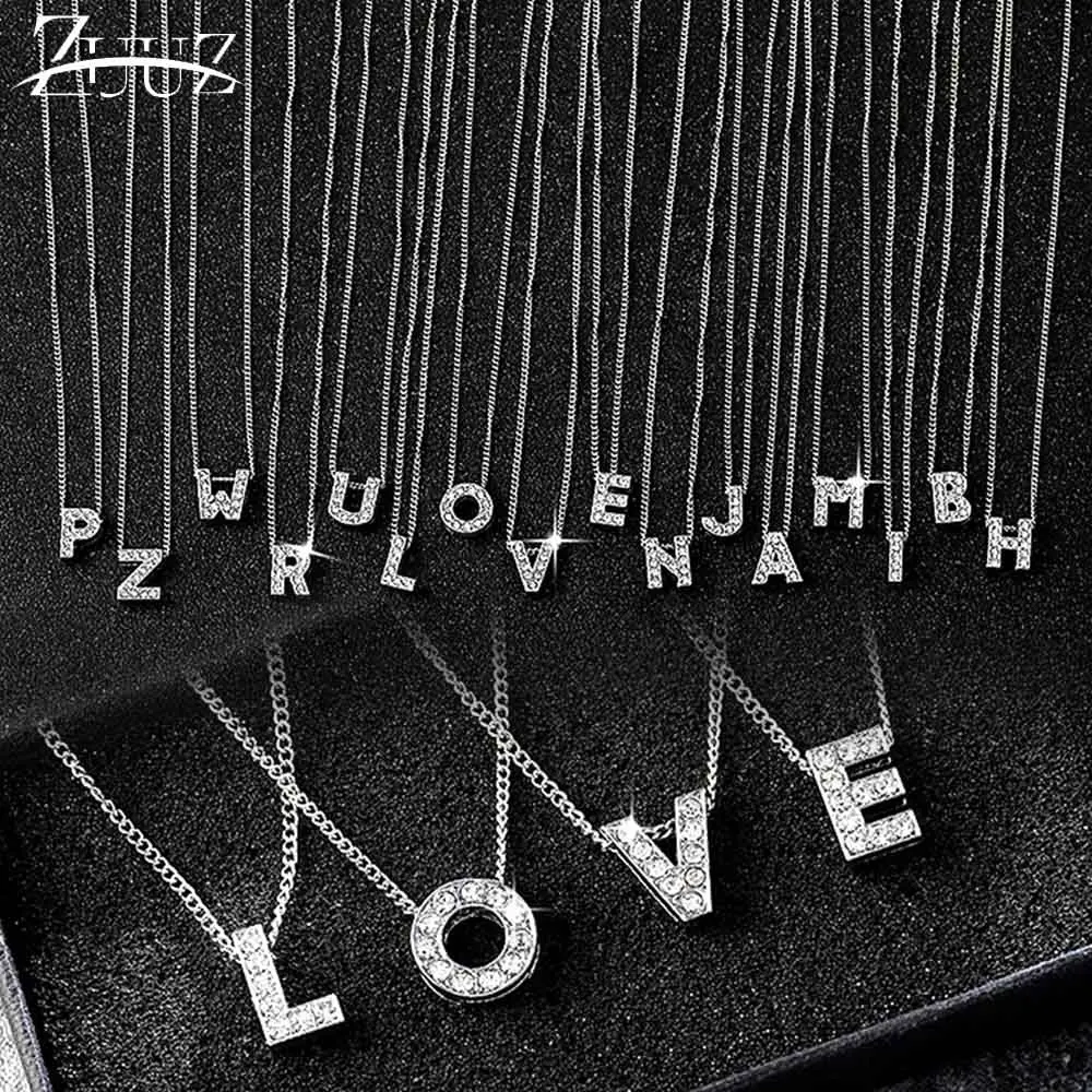 Ожерелье с алфавитом циркониевая цепочка на воротник ожерелье кулоном женское