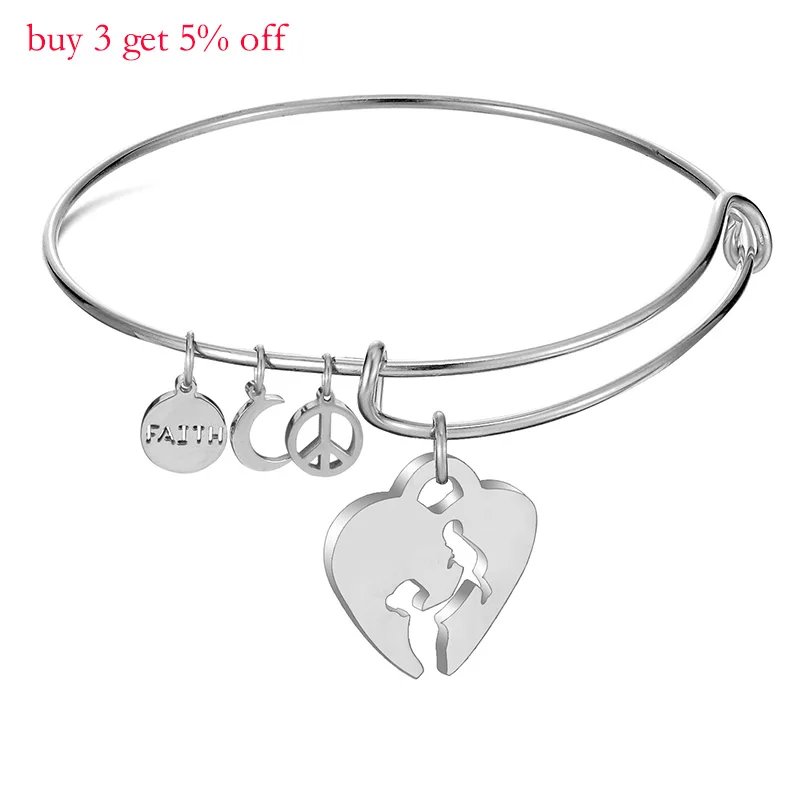 LUXUKISSKIDS регулируемый браслет на запястье для женщин девушки Разбитое Сердце Луна