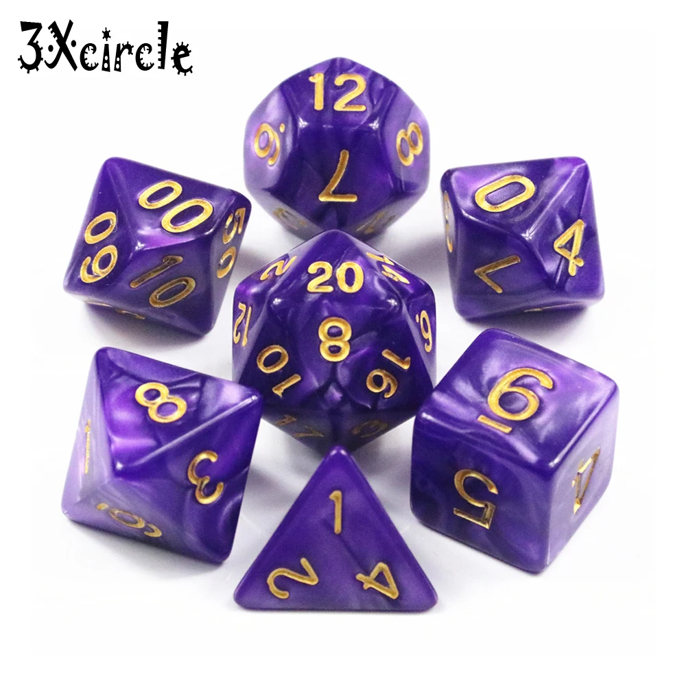Абсолютно новый 7 шт./компл. многогранный для игр TRPG DnD Marble D4 D20 многосторонние