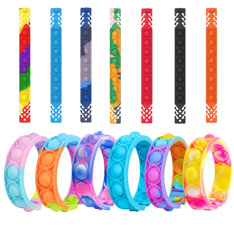 

Красочные игрушки-антистресс с пузырьковым зажимом, рождественские игрушки для взрослых, детей, поп, сенсорная Пряжка, браслет