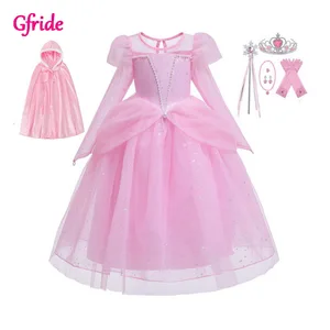 Girls Costume With Long Cape (90-100 cm) For Kids Princess snow queen Dress Up Halloween Fancy Party Dress pink Girls Costume With Long Cape (90-100 cm) For Kids Princess snow queen Dress Up Halloween Fancy Party Dress pink