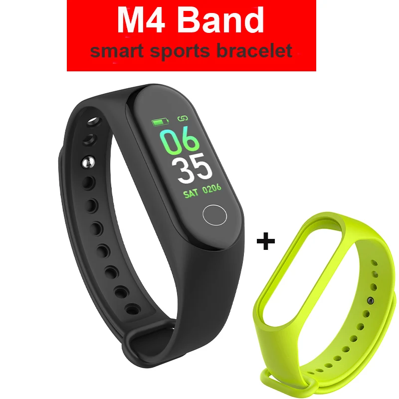 M4 black green strap M4 M3 Смарт-часы Браслет фитнес-трекер спортивный браслет цветной экран Смарт-браслет для iPhone Xiaomi Band Watch - Цвет: M4 black green strap