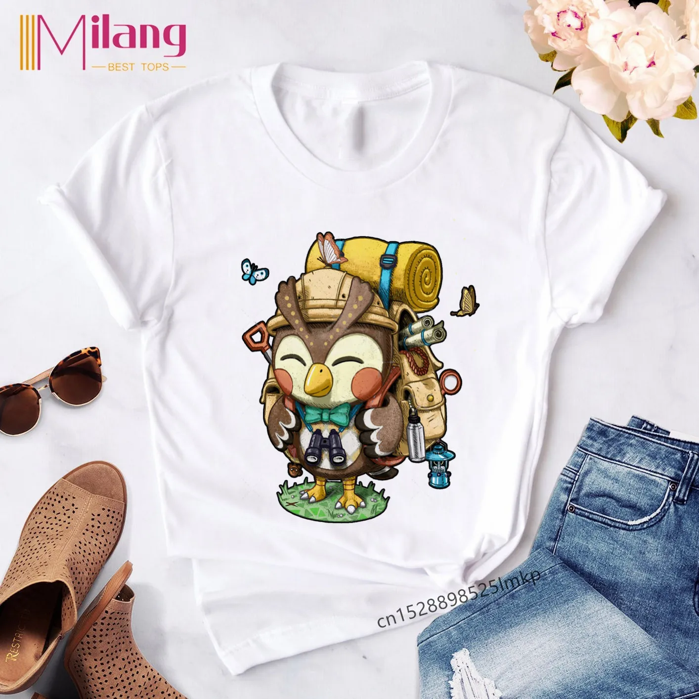 Футболка женская в японском стиле с изображением перекрестных животных из