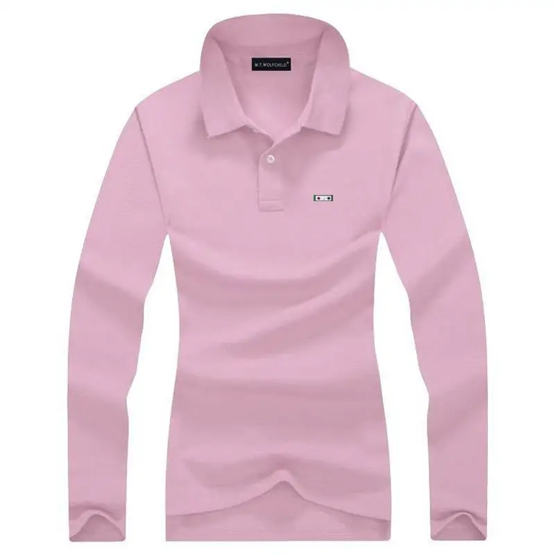 Высокое качество 2020 новые женские рубашки поло с длинным рукавом 100% хлопок