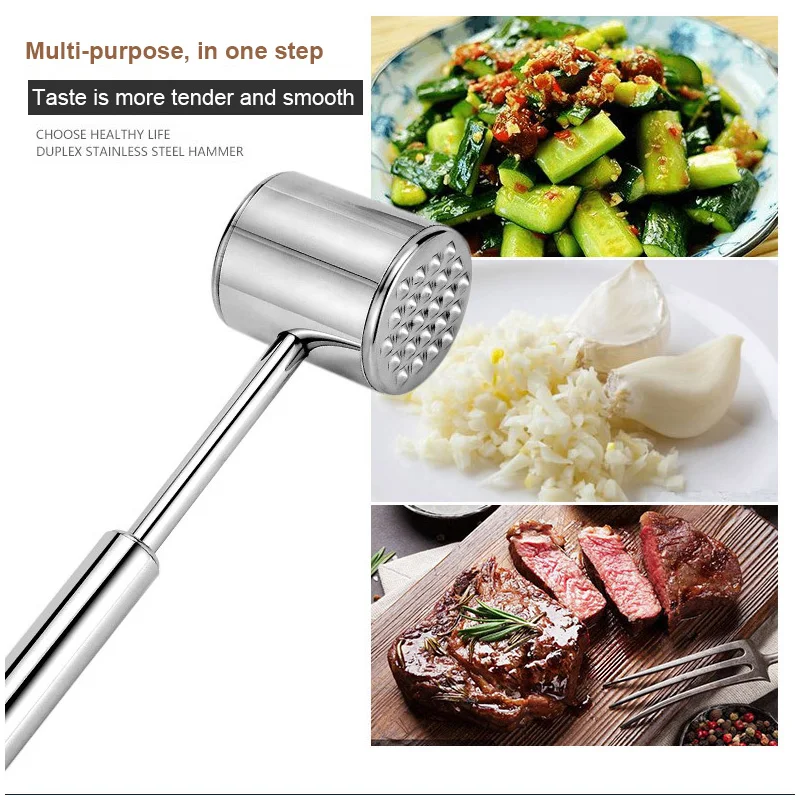 

Kitchen Gadgets Multifunction Meat Hammer Two Sides Loose Tenderizers Portable Steak Pork Tools Stainless Steel Dropshipping