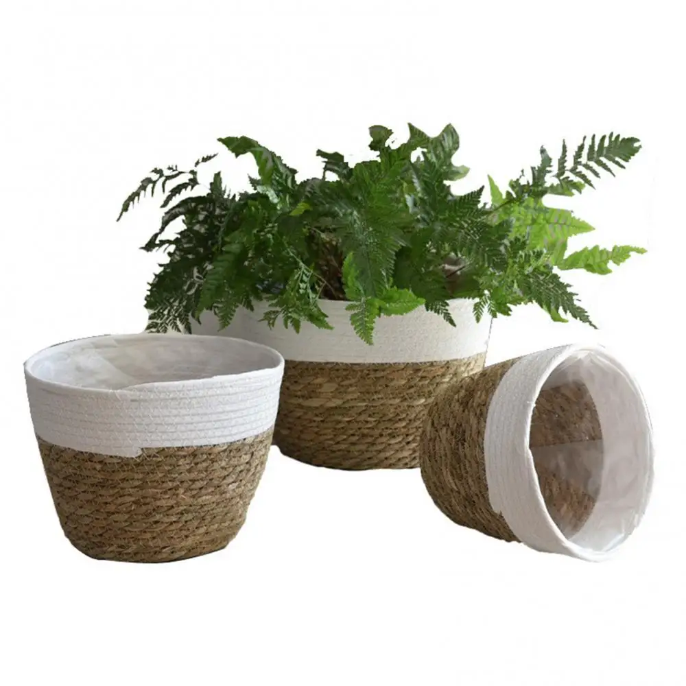 

80% Hot Sales!! Handmade Straw Flower Pot Flowerpot Succulent Plant Container Storage Basket