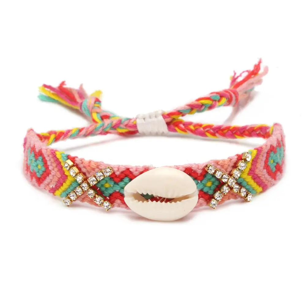 Богемский ацтекский аглар Майя коготь цепь Кристалл Каури Seashell тканый браслет