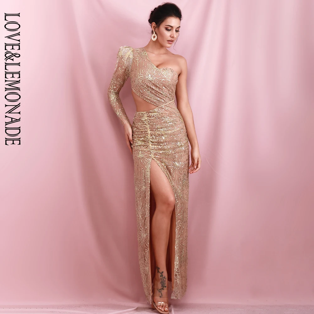 Женское платье с открытыми плечами LOVE &amp LEMONADE длинное из искусственной кожи