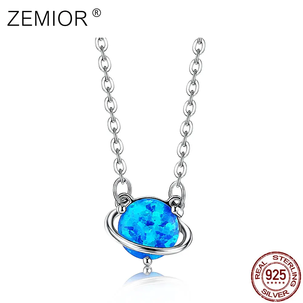 

ZEMIOR S925 Sterling Silver Necklace For Women Blue Planet Pendent Necklace Beautiful Small Globe Life Joy Gifts Fine Jewelry