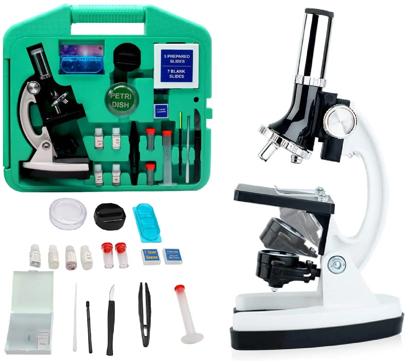 Kids Microscope for Student Beginner Microscope Kit for Kids100X-1200X 28-Pieces...